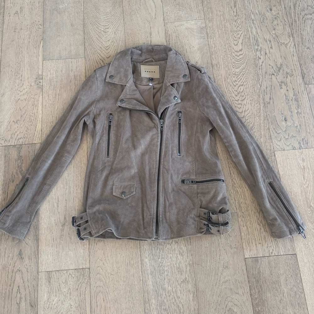 Blank NYC LEATHER JACKET SMALL BEIGE